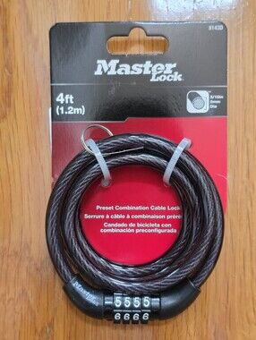 Master Lock Bike Lock Cable with Combination Black, 8143D 4 Ft. (1.2 m)
